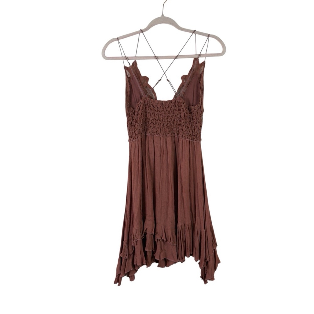FREE PEOPLE ONE womens size M Adella strappy crochet handkerchief hem mini dress - Picture 2 of 10